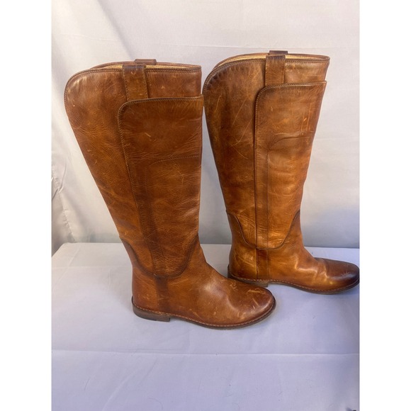 Frye Cognac Brown Leather Tall Riding Boots Women's Size 7B Classic Style - Picture 4 of 6